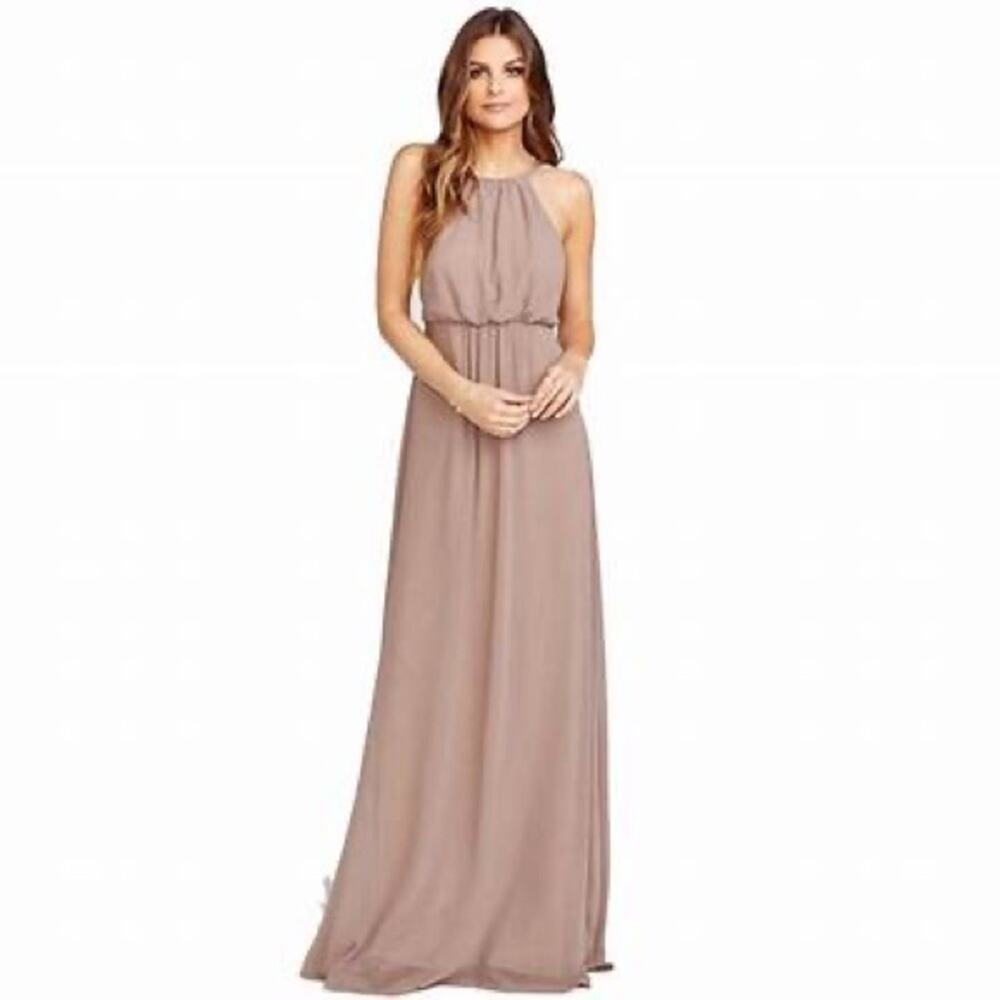 Show Me Your MuMu Beige Amanda Sleeveless Halter Maxi Dress Size Small